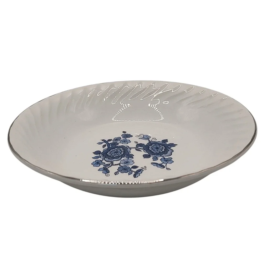 Vintage Enoch Wedgwood‎ Berry Bowl Ironstone Royal Blue Silver Made In England